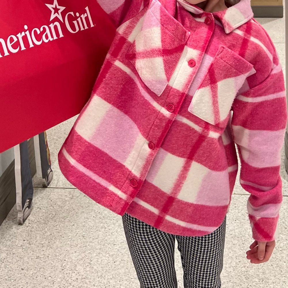 Stylish Pink and White Kids Jean Jacket